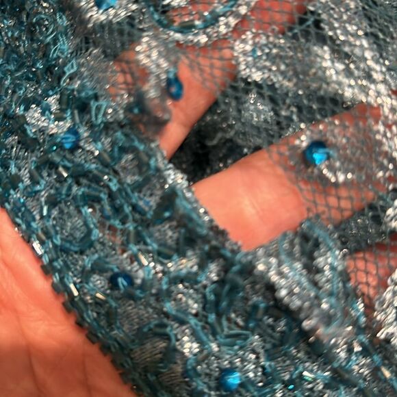 Long line mesh lace cardigan beaded rhinestone fairycore whimsical artsy western - Picture 6 of 6